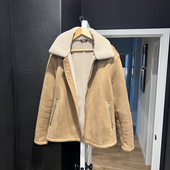 Mango Shearling Suade Jacket - Picture 1 of 7
